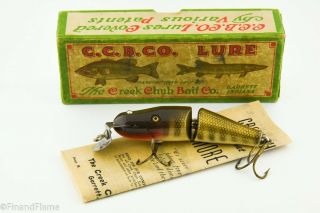 Vintage Creek Chub Jointed Baby Pikie Antique Fishing Lure Papers Gh828