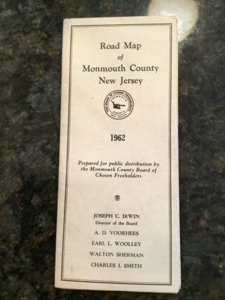 Road Map Of Monmouth County,  Jersey,  1962
