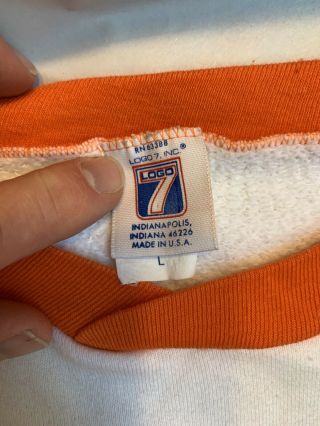 Vintage Denver Broncos Football Orange & White Sweatshirt Old Logo SZ Large 7C 2
