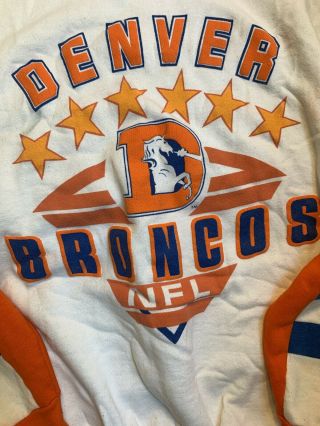 Vintage Denver Broncos Football Orange & White Sweatshirt Old Logo SZ Large 7C 3