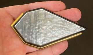 Vintage Gold Tone & Iridescent Gray Costume Statement Brooch Pin 2.  5”x3.  75”