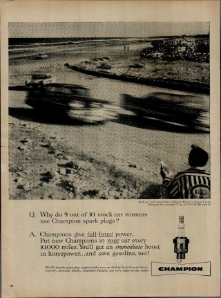 1958 Champion Daytona Beach Race Way Vintage Print Ad 2774