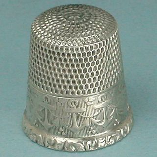 Antique Sterling Silver Anchor Band Thimble By Waite,  Thresher Co.  Circa 1890s