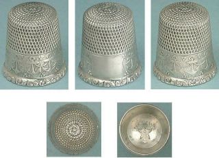 Antique Sterling Silver Anchor Band Thimble by Waite,  Thresher Co.  Circa 1890s 2