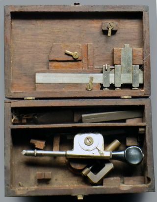 Antique L.  S.  Starrett Athol Mass Tools In Wooden Box