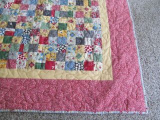 Vintage Baby Child Quilted Lap Quilt Blanket Machine Top Stitched Old Fabric 3