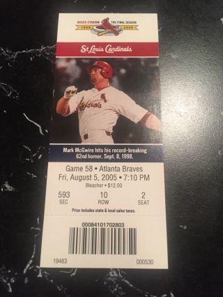 8/5 2005 St.  Louis Cardinals Season Ticket Albert Pujols Home Run 190 Hr Smolt