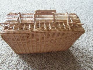 Vintage Wicker Brief Case W/handles & Closures - Tote/picnic Basket 9 " X14 " X 5 "