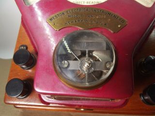 Antique 1910 Weston ' s Direct - Reading Volt Meter Reader Brass.  W/WOOD CASE 2