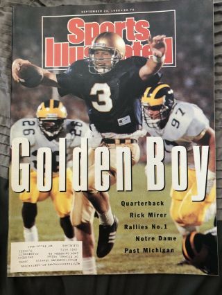 September 24,  1990 Sports Illustrated Rick Mirer Notre Dame