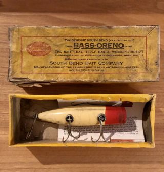 Vintage South Bend Bass Oreno Wobbler No.  973 And Pamphlet