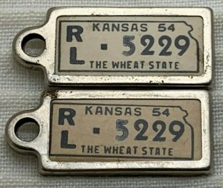 2 1954 Kansas Ks Dav Keychain License Plate Tag Disabled American Veterans