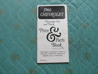 0911c - 4 1966 Chevrolet Price & Facts Book Brochure 3rd Edition March 1966