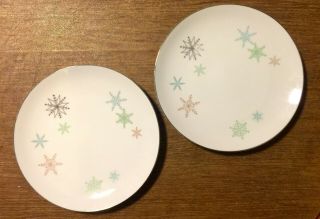 Vintage Mcm Harmony House Snowflake 10 " Dinner Plates Set Of 2