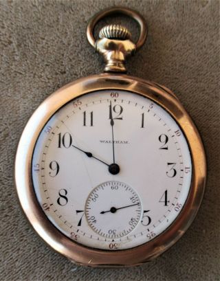 Antique 1894 Waltham Gold Filled Open Face Pocket Watch