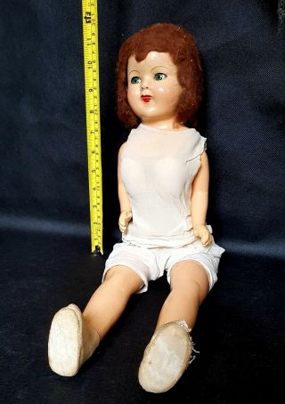 Large Vintage Antique Ceramic/cloth Doll 21 " Tall Moving Eyelids