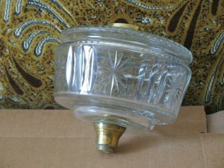 Heavy Antique Clear Faceted Cut Glass Oil Lamp Font /Fount,  Dupex Screw Collar 3