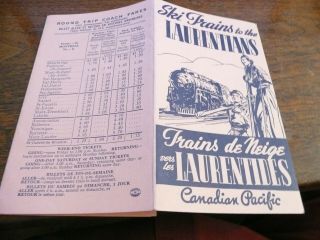 Canadian Pacific Ski Trains To The Laurentians - Timetable - Winter 1941 - 1942