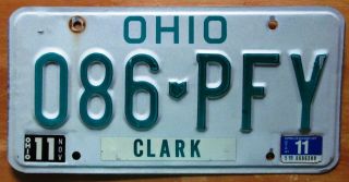 Ohio 1991 Clark County License Plate Quality 086 - Pfy