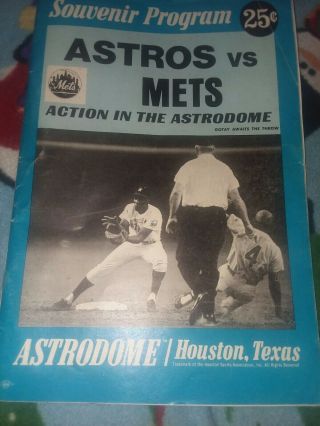 1969 Souvenir Program Houston Astros Vs York Mets