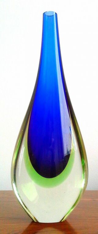 Vintage Murano Flavio Poli Seguso Sommerso Teardrop Glass Vase - 31cm