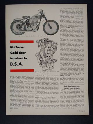 1956 Bsa Gold Star Dirt Tracker Vintage Article Clipping