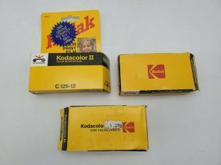 3 Vintage/expired Kodak Kodacolor Ii 126 Color Negative Film Cartridges 12 20 24