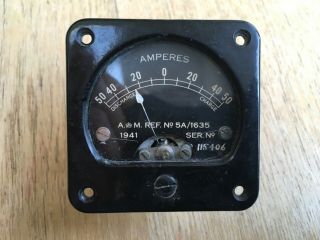 Ww2 Raf Aircraft Ammeter 5a/1635 Dated 1941