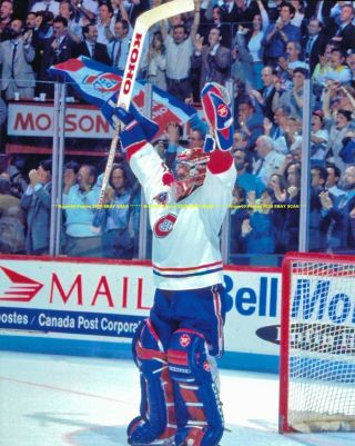 Patrick Roy Celebrates 1993 Stanley Cup Victory 8x10 Photo Montreal Canadiens @@