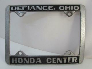 Vintage Defiance Ohio Oh Honda Center Motorcycle License Plate Frame Holder