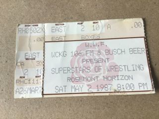 Vintage Ticket Stub,  Wwf Superstars Of Wrestling,  1987 Rosemont,  Illinois
