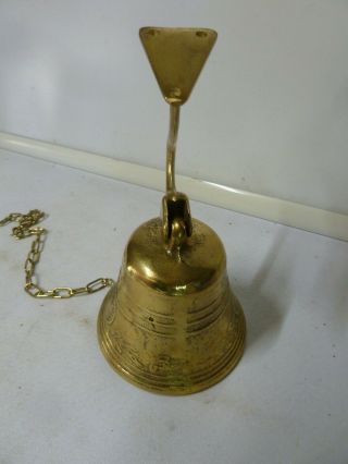 Antique Vintage Brass Church Alter Bell Pull Chain Wall Mount School Pub Ship