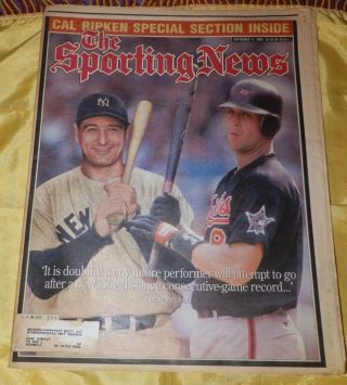 September 11,  1995 The Sporting News - Cal Ripken Beat Lou Gehrig 