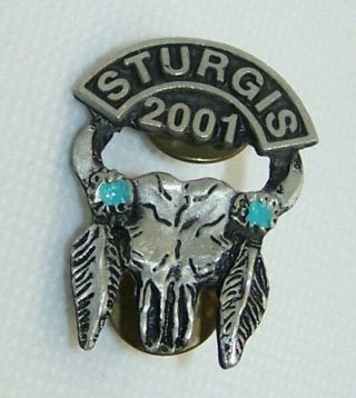 Sturgis Bike Week Skull Vest Jacket Pin Hat Pin 2001 Harley - Davidson Harley