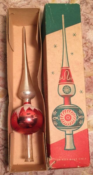 Vintage Shiny Brite Christmas Tree Topper Ornament Box West Germany