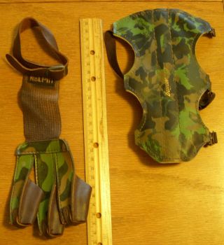 Vtg Browning Leather ? Archery Arm Guard Protector Kolpin Glove Camoflage