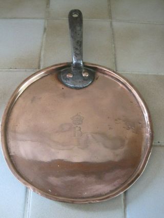Antique Victorian Copper Lid To Suit Pan With Int.  Diam.  Of 7 " Earls Coronet B