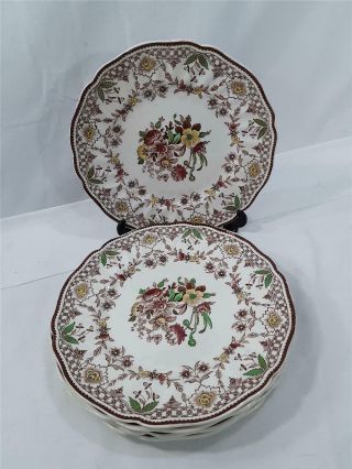 Vintage Royal Doulton The Glendale Brown 6 Salad Plates Made In England Euc 1949