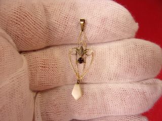 2 Of 4,  Very Old Vtg Antique 10k Y/gold Baroque Pearl Lavalier Pendant,  Purple