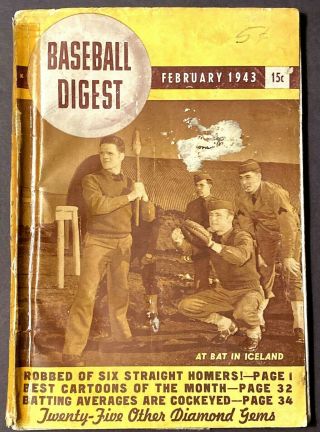 Vintage Baseball Digest At Bat In Iceland February 1943 Vol 2 No 1