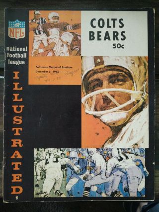 1965 Baltimore Colts Vs Chicago Bears Nfl Illustrated Program December 5,  1965