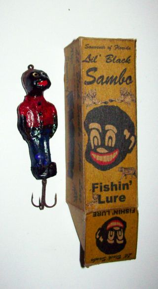 Vintage Souvenir Of Old Florida Novelty Little Man Boxed Fishing Lure Set