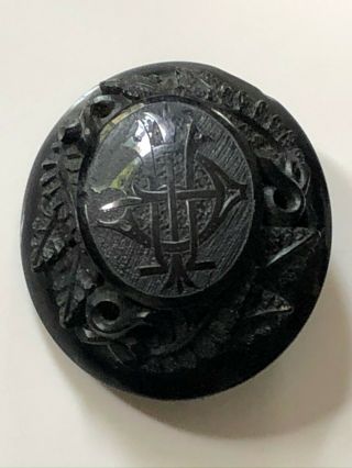 Antique Victorian Whitby Jet Initial 