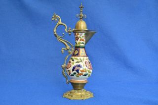 Antique Zsolnay Style Brass Mounted Vase - Pottery - Islamic Style -