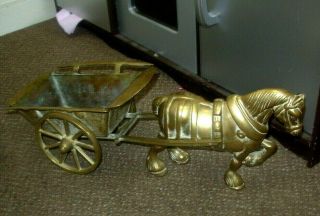 Large Antique/vintage Brass Horse And Cart App 