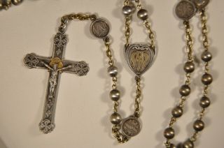 Chapelet Ancien Argent Massif Antique Solid Silver Rosary Art Nouveau