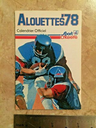 1978 Cfl Football Fixture Card: Montreal Alouettes - Cfl Schedule [fold Out