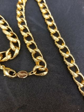 Vintage Signed Napier Gold Tone Chain Link 30 " Long Necklace Jewelry