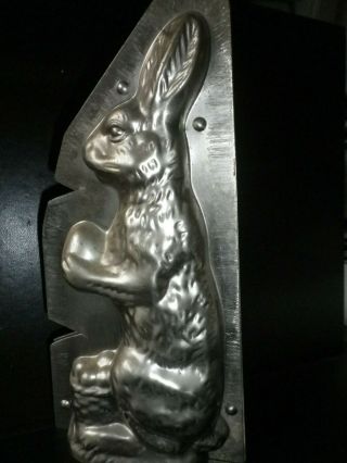 Professional,  Vintage Metal Chocolate Mold,  Large Sitting Bunny With Egg.