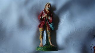 Vintage Paper Mache Shepherd Beggar Old Man Cane Nativity Figure Italy 5 "